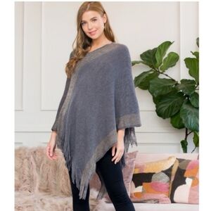 one size two-tone poncho